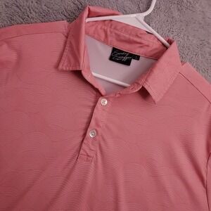 Sunday Swagger Polo Shirt Mens Large Geometric Pink Performance Stretch Preppy